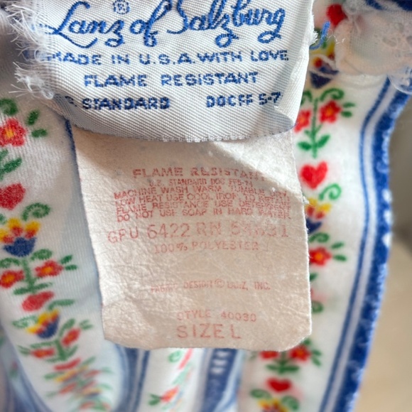 VTG 90s LANZ of Salzburg Flannel Nightgown 4T Hearts Lace Christmas Cottage Cozy - Picture 5 of 8